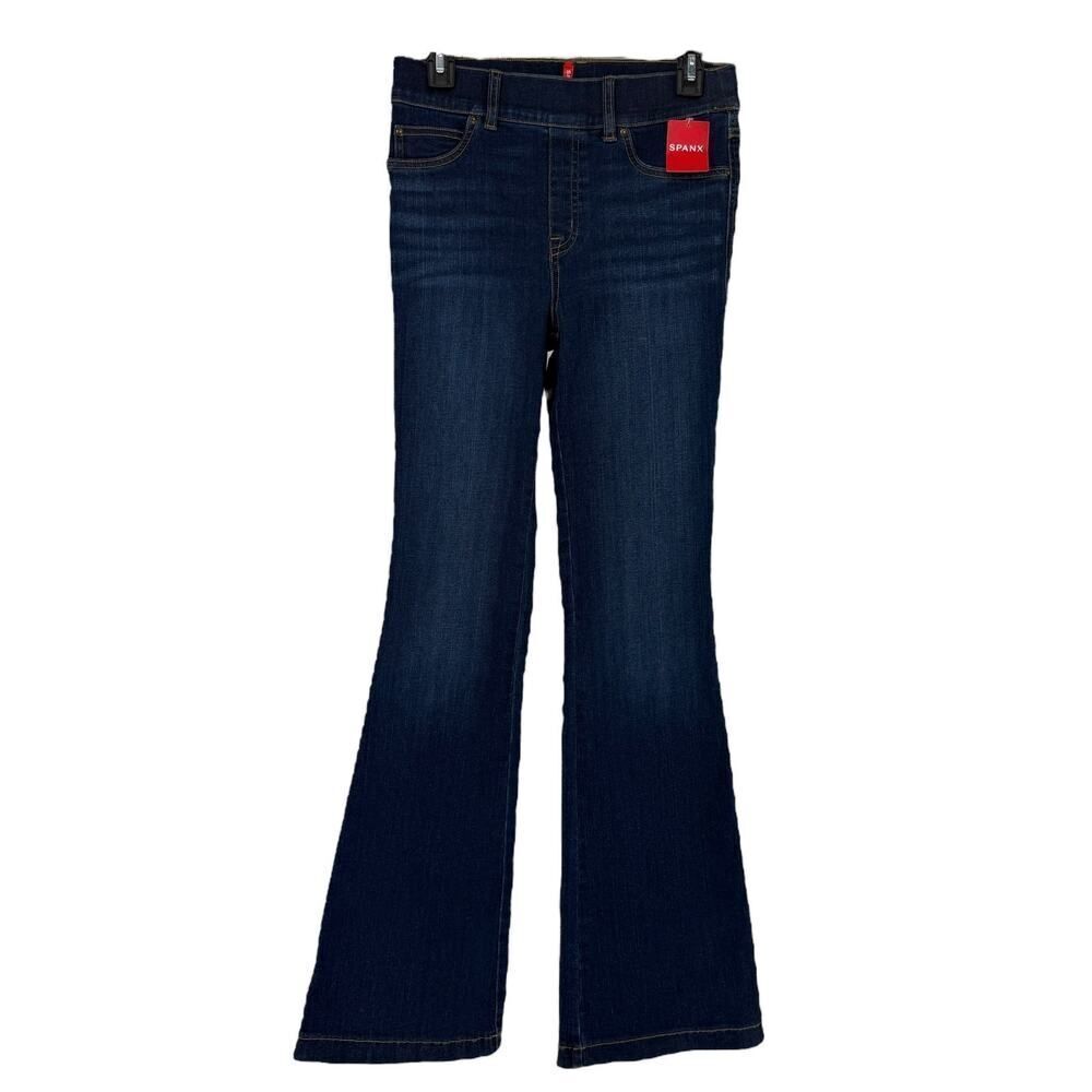 SPANX Flare Midnight Shade Jeans Pull On Stretch Size S Slimming Tummy Control
